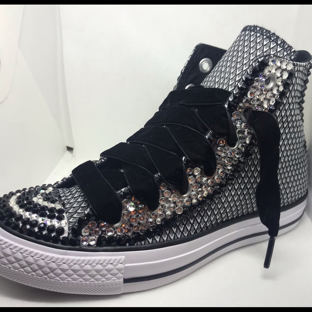 Custom-Made Bkack & White Hi-Top “Chucks”